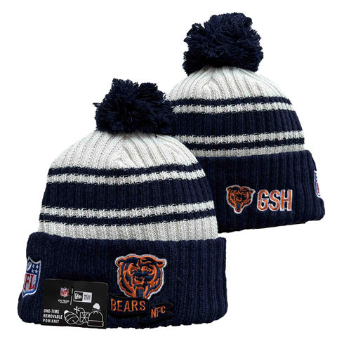 NFL Chicago Bears  Navy White NFC Cuffed Pom Knit Hat YD2503212 (12)
