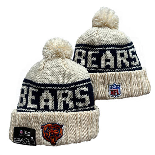 NFL Chicago Bears Cream Navy Cuffed Pom Knit Hat YD2503212 (13)