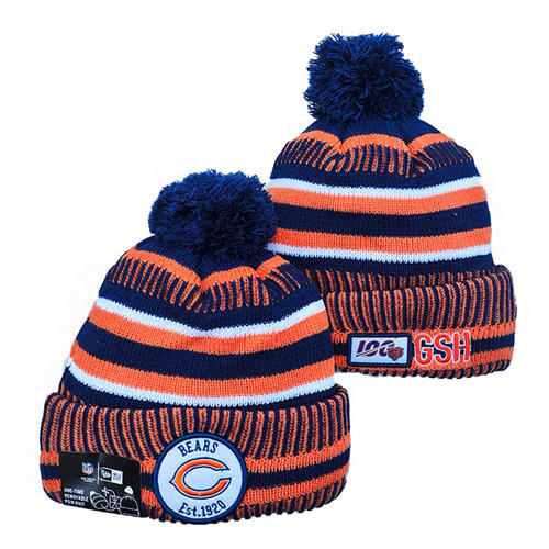 NFL Chicago Bears Orange white Navy Cuffed Pom Knit Hat YD2503212 (2)
