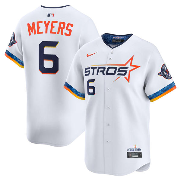 Mens Houston Astros #6 Jake Meyers White 2025 City Connect Edition 2.0 Jersey