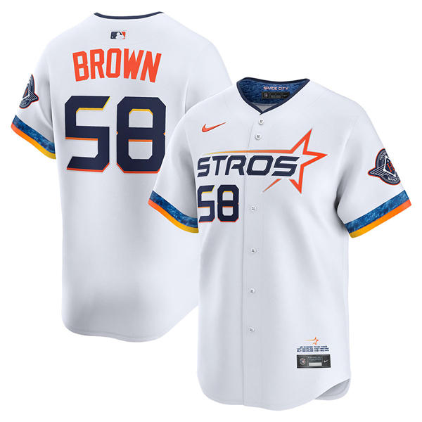 Mens Houston Astros #58 Hunter Brown White 2025 City Connect Edition 2.0 Jersey