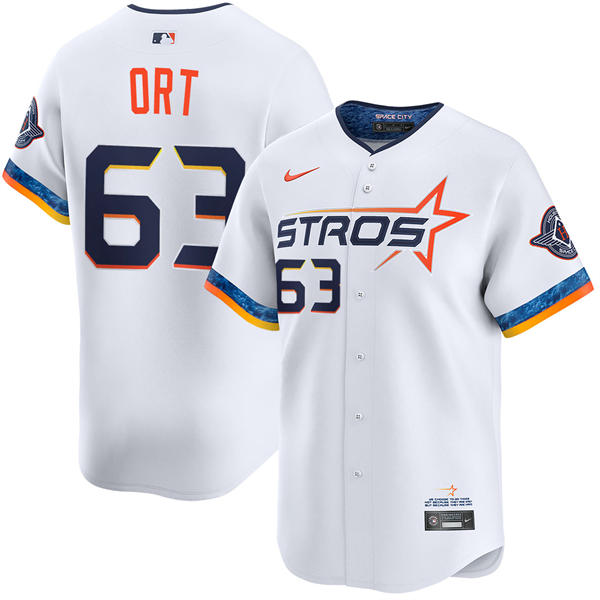 Mens Houston Astros #63 Kaleb Ort White 2025 City Connect Edition 2.0 Jersey