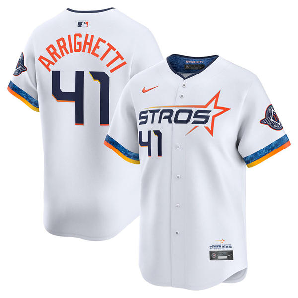 Mens Houston Astros #41 Spencer Arrighetti White 2025 City Connect Edition 2.0 Jersey