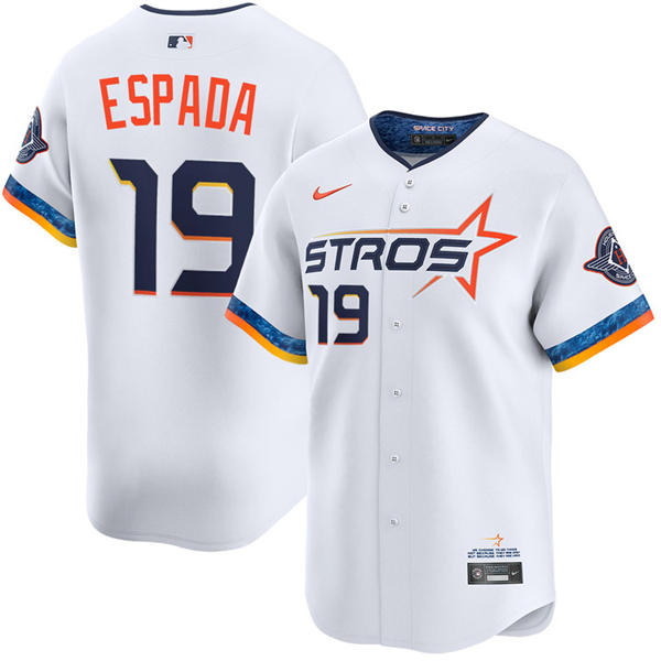 Mens Houston Astros #19 Joe Espada White 2025 City Connect Edition 2.0 Jersey