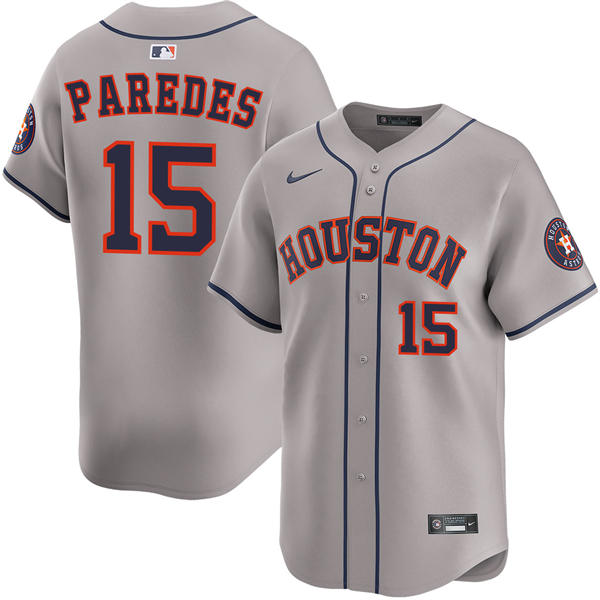 Mens Houston Astros #15 Isaac Paredes Gray Road Limited Jersey