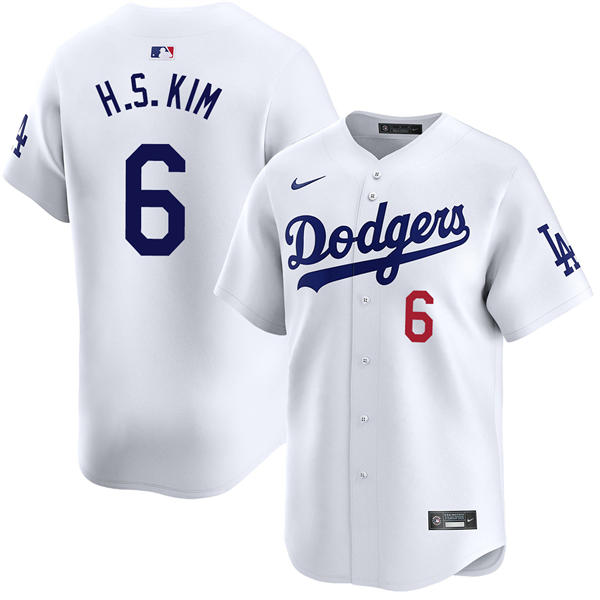 Mens Los Angeles Dodgers #6 Hyeseong Kim Nike White Home Limited Player Jersey