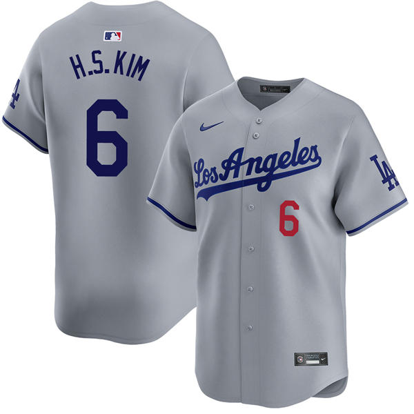 Mens Los Angeles Dodgers #6 Hyeseong Kim Nike Gray Los Angeles Limited Player Jersey