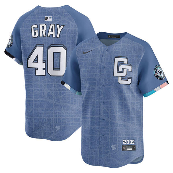Men's Washington Nationals #40 Josiah Gray Nike Blue 2025 City Connect 2.0 Limited Jersey