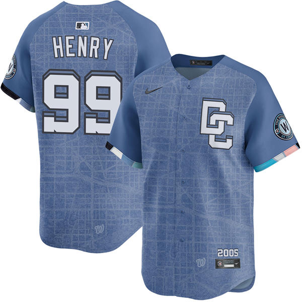 Men's Washington Nationals #99 Cole Henry Nike Blue 2025 City Connect 2.0 Limited Jersey