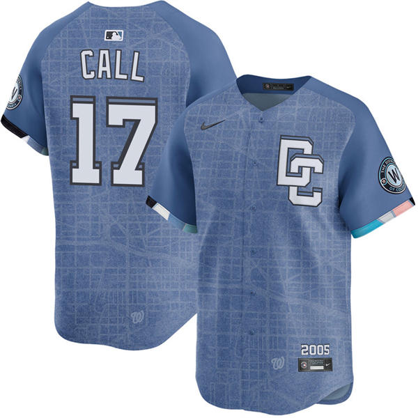 Men's Washington Nationals #17 Alex Call Nike Blue 2025 City Connect 2.0 Limited Jersey