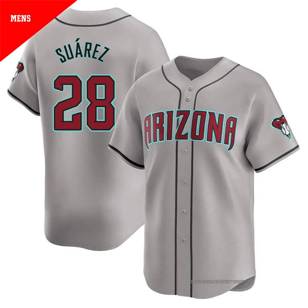 Mens Arizona Diamondbacks #28 Eugenio Suarez Nike Gray Road Limited Jersey