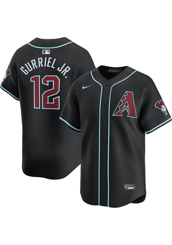 Mens Arizona Diamondbacks #12 Lourdes Gurriel Jr. Nike Black Alternate Limited Jersey