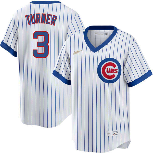 Mens Chicago Cubs #3 Justin Turner Nike White Pullover Cooperstown Jersey