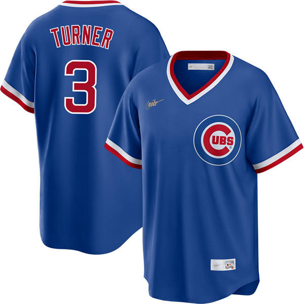 Mens Chicago Cubs #3 Justin Turner Nike Royal Pullover Cooperstown Jersey
