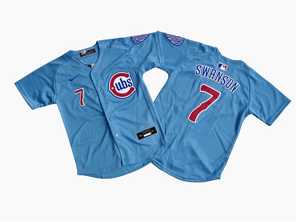 Youth Chicago Cubs #7 Dansby Swanson Nike Blue Alternate Limited Jersey