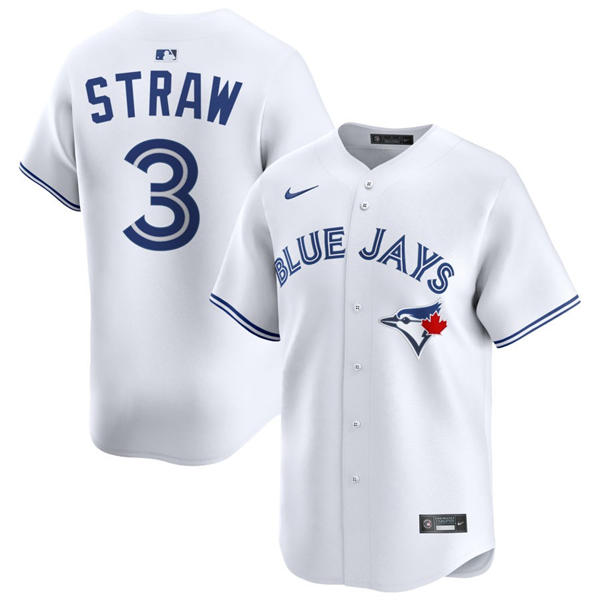 Mens Toronto Blue Jays #3 Myles Straw Nike White Home Limited Player Jersey