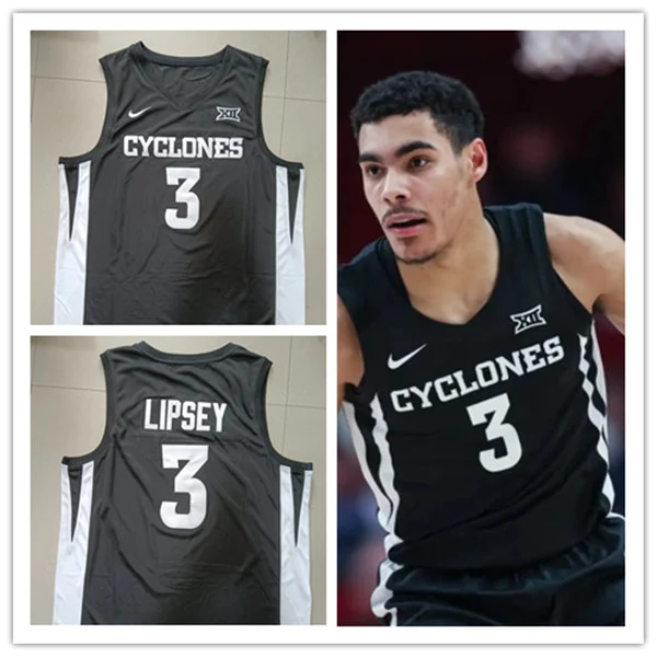 Mens Iowa State Cyclones #3 Tamin Lipsey Nike 2023 Black Cyclones College Basketball Jersey