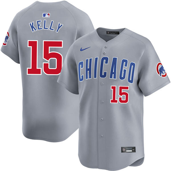 Mens Chicago Cubs #15 Carson Kelly Nike Gray Road Limited Player Jersey