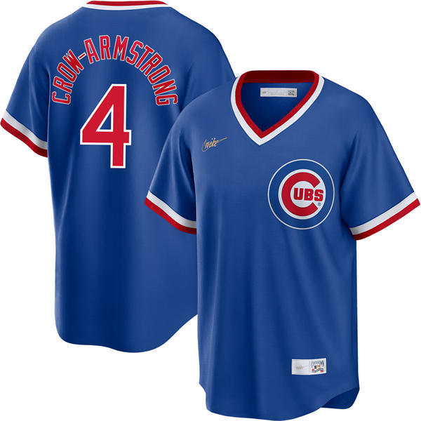Mens Chicago Cubs #4 Pete Crow-Armstrong Nike Royal Pullover Cooperstown Jersey