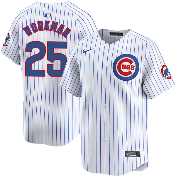 Mens Chicago Cubs #25 Gage Workman Nike White Pinstripe Home Limited Player Jersey