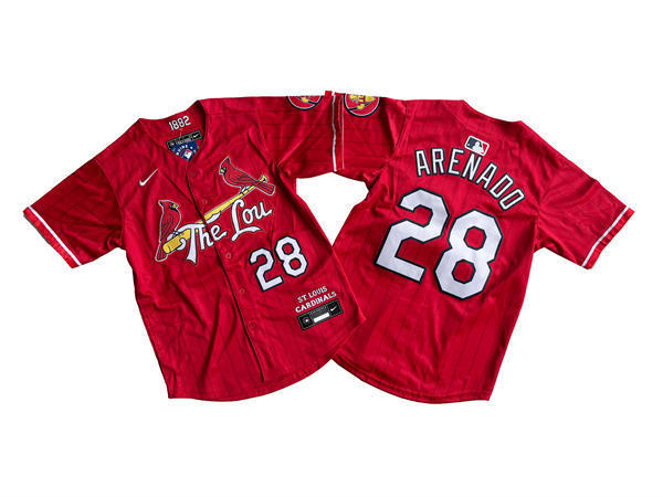 Youth St. Louis Cardinals #28 Nolan Arenado Nike Red 2024 City Connect Limited Player Jersey