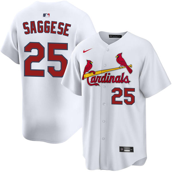Men's St. Louis Cardinals #25 Thomas Saggese Nike White Home Limited Jersey