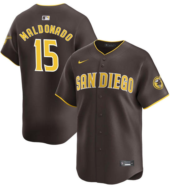 Mens San Diego Padres #15 Martin Maldonado Brown Away Limited Jersey