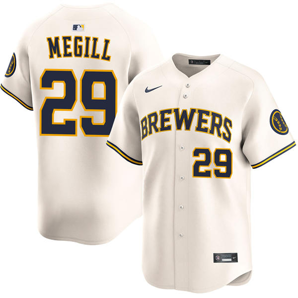 Mens Milwaukee Brewers #29 Trevor Megill Nike Cream Home Limited Jersey