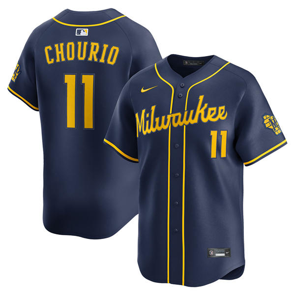 Mens Milwaukee Brewers #11 Jackson Chourio Nike Navy Alternate Limited Player Jersey