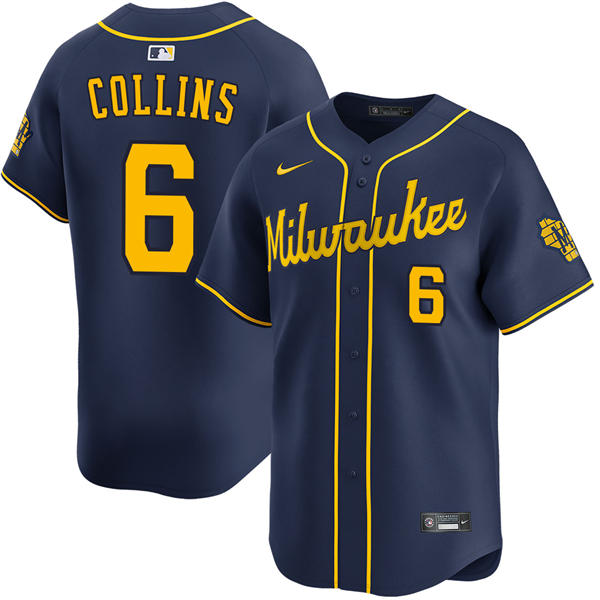 Mens Milwaukee Brewers #6 Isaac Collins Nike Navy Alternate Limited Player Jersey