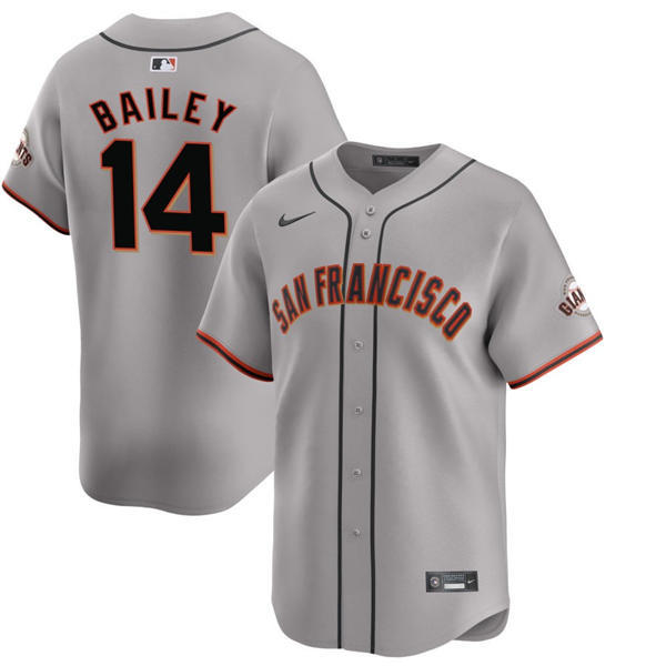 Mens San Francisco Giants #14 Patrick Bailey Nike Gray Road Limited Jersey