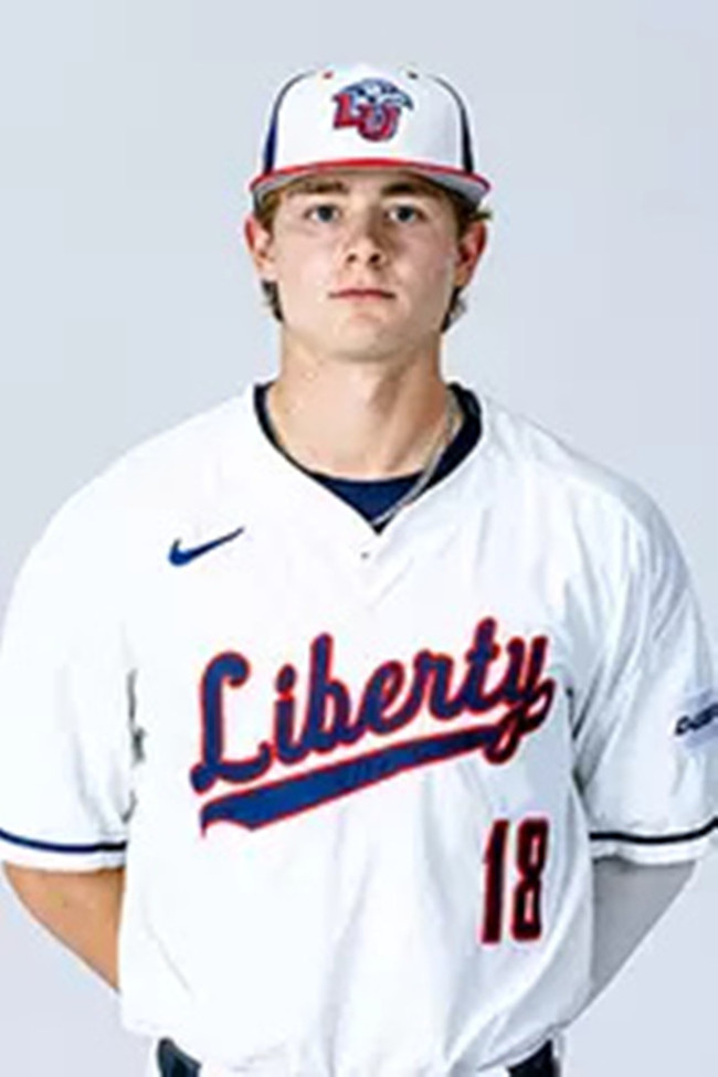 Mens Youth Liberty Flames #18  Camden Troyer White  Pullover College Baseball Game Jersey