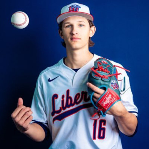 Mens Youth Liberty Flames #16 Ben Blair White Pullover College Baseball Game Jersey