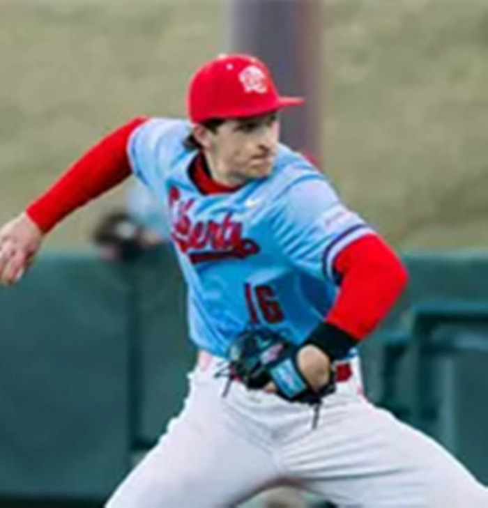 Mens Youth Liberty Flames #16 Ben Blair Light Blue College Baseball Game Jersey