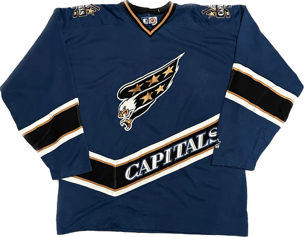 Mens Youth Washington Capitals Custom Blue 1990's Throwback Jersey