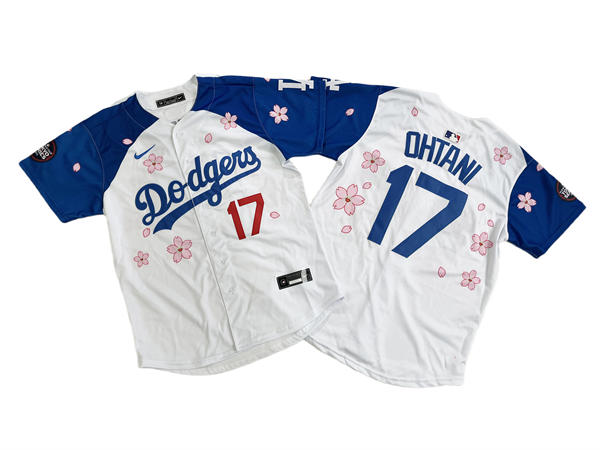 Mens Los Angeles Dodgers #17 Shohei Ohtani White Royal 2025 MLB World Tour Tokyo Series Limited Jersey