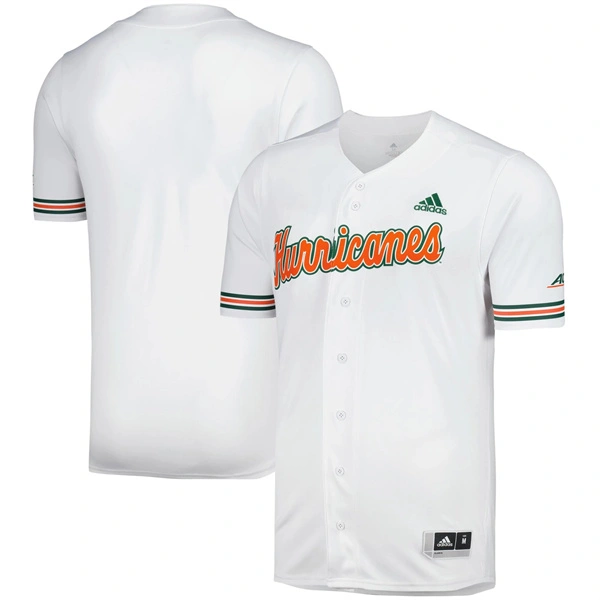 Miami Hurricanes Blank Adidas 2021 White Hurricanes Baseball Jersey