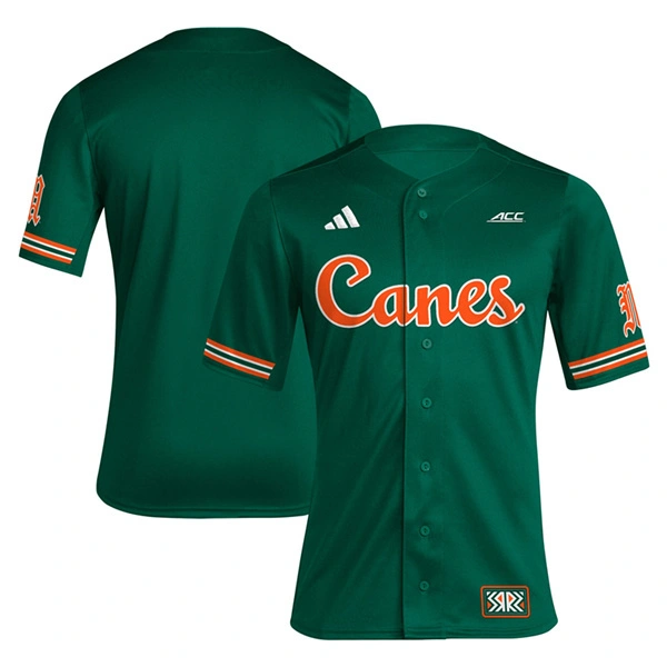 Miami Hurricanes Blank Green Canes Reverse Retro Baseball Game Jersey