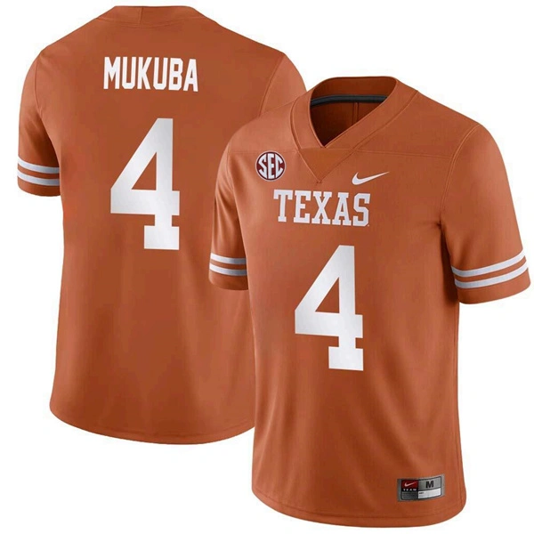 Mens Youth Texas Longhorns #4 Andrew Mukuba 2024 Orange Football Game Jersey