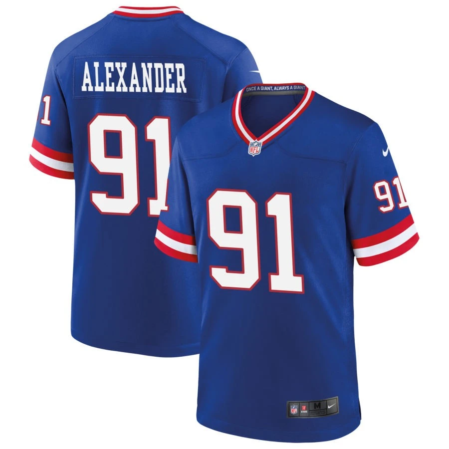 Youth New York Giants #91 Darius Alexander Nike Royal Classic Limited Jersey