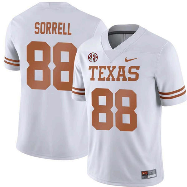 Mens Texas Longhorns #88 Barryn Sorrell 2024 SEC White College Football Game Jersey