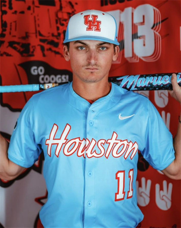 Houston Cougars #11 Tyler Cox 2025 XII Light Blue Baseball Game Jersey
