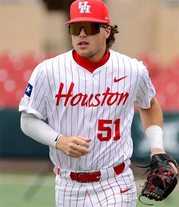 Houston Cougars #51 Jackson LaLima 2025 XII White Pinstripe Baseball Game Jersey