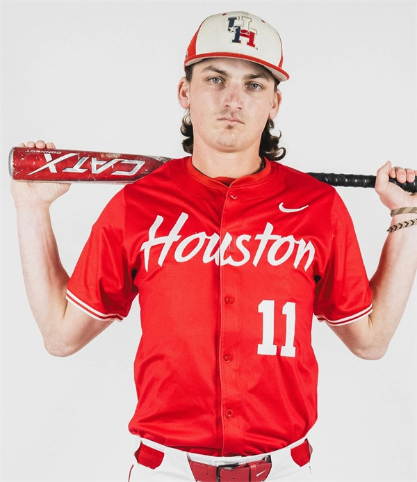 Houston Cougars #11 Tyler Cox 2025 XII Red Houston Baseball Game Jersey