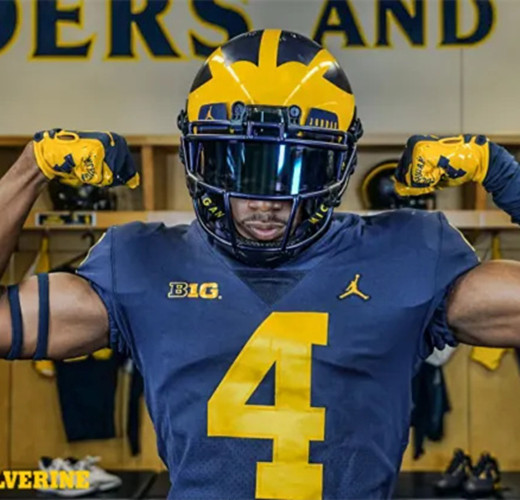 Michigan Wolverines #4 T.J.Guy Navy College Football Game Jersey