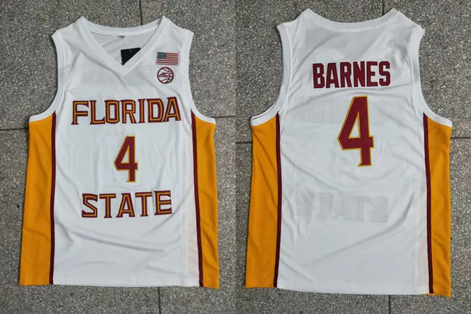 Florida State Seminoles #4 Scottie Barnes White Retro Basketball Jersey