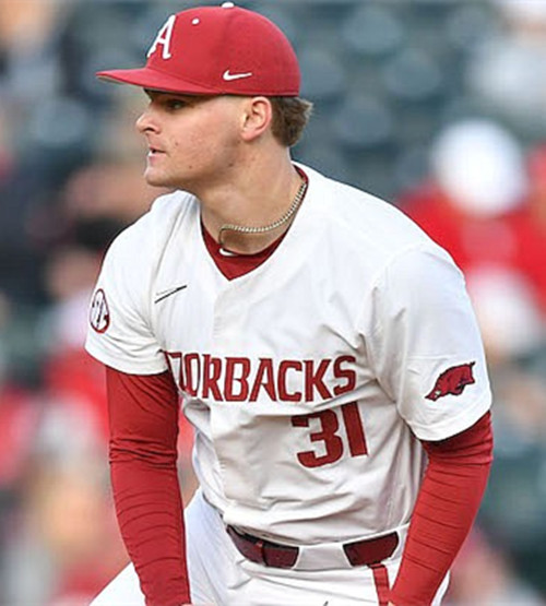 Arkansas Razorbacks #31 Dylan Carter 2024 White College Baseball Game Jersey