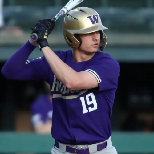 Washington Huskies #19 Jackson Hotchkiss Purple adidas Button-Up Baseball Game Team Jersey