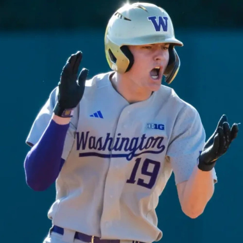 Washington Huskies #19 Jackson Hotchkiss Grey adidas Button-Up Baseball Game Team Jersey