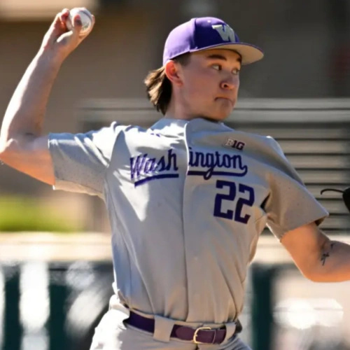 Washington Huskies #22 Max Banks Grey adidas Button-Up Baseball Game Team Jersey